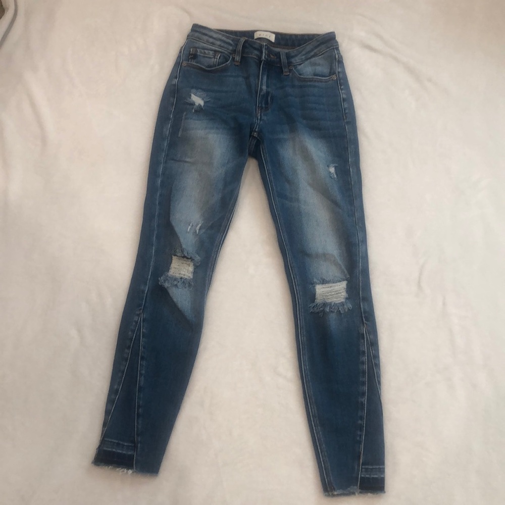 Kancan Skinny Jeans Distressed Raw Hem Size 3 25